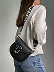Жіноча сумка клатч Marc Jacobs Small Saddle Bag Black/Silver (чорна) KIS02190 маленька сумочка з емблемою топ, фото 5
