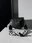 Жіноча сумка клатч Marc Jacobs Small Saddle Bag Black/Silver (чорна) KIS02190 маленька сумочка з емблемою топ, фото 6