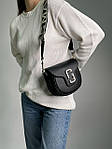 Жіноча сумка клатч Marc Jacobs Small Saddle Bag Black/Silver (чорна) KIS02190 маленька сумочка з емблемою топ, фото 8