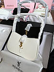 Жіноча сумка Yves Saint Laurent White Hobo Premium (біла) маленька повсякденна сумочка Gi91069 топ, фото 4