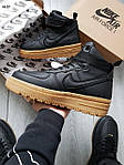 Чоловічі зимові кросівки Nike Air Force 1 Hight Gore-Tex (чорні) високі молодіжні термокеди 943TP топ, фото 6