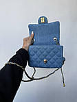 Жіноча подарункова сумка клатч Chanel (синя) art0329 стильна сумочка на декоративному ланцюжку для дівчини топ, фото 2