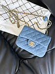 Жіноча подарункова сумка клатч Chanel (синя) art0329 стильна сумочка на декоративному ланцюжку для дівчини топ, фото 5