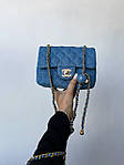 Жіноча подарункова сумка клатч Chanel (синя) art0329 стильна сумочка на декоративному ланцюжку для дівчини топ, фото 7