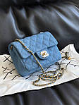 Жіноча подарункова сумка клатч Chanel (синя) art0329 стильна сумочка на декоративному ланцюжку для дівчини топ, фото 8