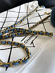 Жіноча подарункова сумка клатч Chanel (синя) art0329 стильна сумочка на декоративному ланцюжку для дівчини топ, фото 9