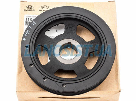 Шків колінвалу Carens Ceed Cerato Rio Soul Sportage Accent Elantra i30 MOBIS (Diesel) 231242A001, фото 3
