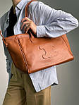 Жіноча сумка-шопер Celine Cabas Drawstring Cuir Triomphe in Smooth Calfskin Tan Brown (коричнева) KIS16015 топ, фото 7