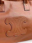 Жіноча сумка-шопер Celine Cabas Drawstring Cuir Triomphe in Smooth Calfskin Tan Brown (коричнева) KIS16015 топ, фото 9