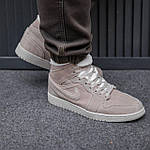 Чоловічі зимові кросівки Nike Air Jordan 1 Retro (бежеві) високі якісні утеплені кеди 2520 топ, фото 9