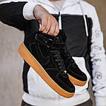 Чоловічі зимові кросівки Nike Air Force Winter (чорні) високі стильні теплі кеди на хутрі 1203 топ, фото 4