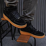 Чоловічі зимові кросівки Nike Air Force Winter (чорні) високі стильні теплі кеди на хутрі 1203 топ, фото 7