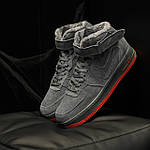 Чоловічі зимові кросівки Nike Air Force Winter (сірі) високі повсякденні кроси 1202 Найктоп, фото 3