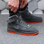 Чоловічі зимові кросівки Nike Air Force Winter (сірі) стильні теплі високі замшеві кроси на хутрі KIT1202 топ, фото 3