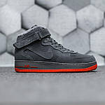 Чоловічі зимові кросівки Nike Air Force Winter (сірі) стильні теплі високі замшеві кроси на хутрі KIT1202 топ, фото 5