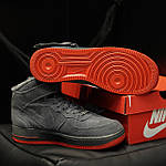 Чоловічі зимові кросівки Nike Air Force Winter (сірі) стильні теплі високі замшеві кроси на хутрі KIT1202 топ, фото 7