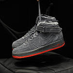 Чоловічі зимові кросівки Nike Air Force Winter (сірі) стильні теплі високі замшеві кроси на хутрі KIT1202 топ, фото 8