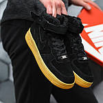 Чоловічі зимові кросівки Nike Air Force Winter (чорні) стильні теплі високі замшеві кроси на хутрі KIT1203 топ, фото 4