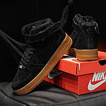 Чоловічі зимові кросівки Nike Air Force Winter (чорні) стильні теплі високі замшеві кроси на хутрі KIT1203 топ, фото 8