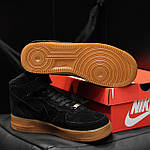 Чоловічі зимові кросівки Nike Air Force Winter (чорні) стильні теплі високі замшеві кроси на хутрі KIT1203 топ, фото 9