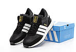 Чоловічі зимові кросівки Adidas INIKI mid Winter (чорні з білим) короткі спортивні кроси з хутром К14479 топ, фото 2