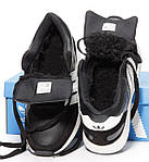 Чоловічі зимові кросівки Adidas INIKI mid Winter (чорні з білим) короткі спортивні кроси з хутром К14479 топ, фото 3
