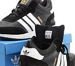 Чоловічі зимові кросівки Adidas INIKI mid Winter (чорні з білим) короткі спортивні кроси з хутром К14479 топ, фото 4