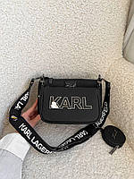 Женская подарочная сумка клатч Karl Lagerfeld (черная) AS153 креативная супермодная с человечком в очках топ