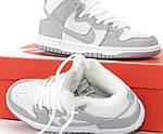 Жіночі зимові кросівки Nike SB Dunk Winter (сірі з білим) високі стильні кеди на хутрі К14485 топ, фото 3