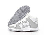 Жіночі зимові кросівки Nike SB Dunk Winter (сірі з білим) високі стильні кеди на хутрі К14485 топ, фото 5