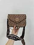 Жіноча сумка Coach Envelope Shoulder Bag Beige (коричнева) KIS26022 стильна гарна модна на ремені топ, фото 5