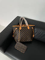 Женская сумка шопер подарочная Louis Vuitton Neverfull Brown Caramel (коричневая) KIS01035 стильная LV house