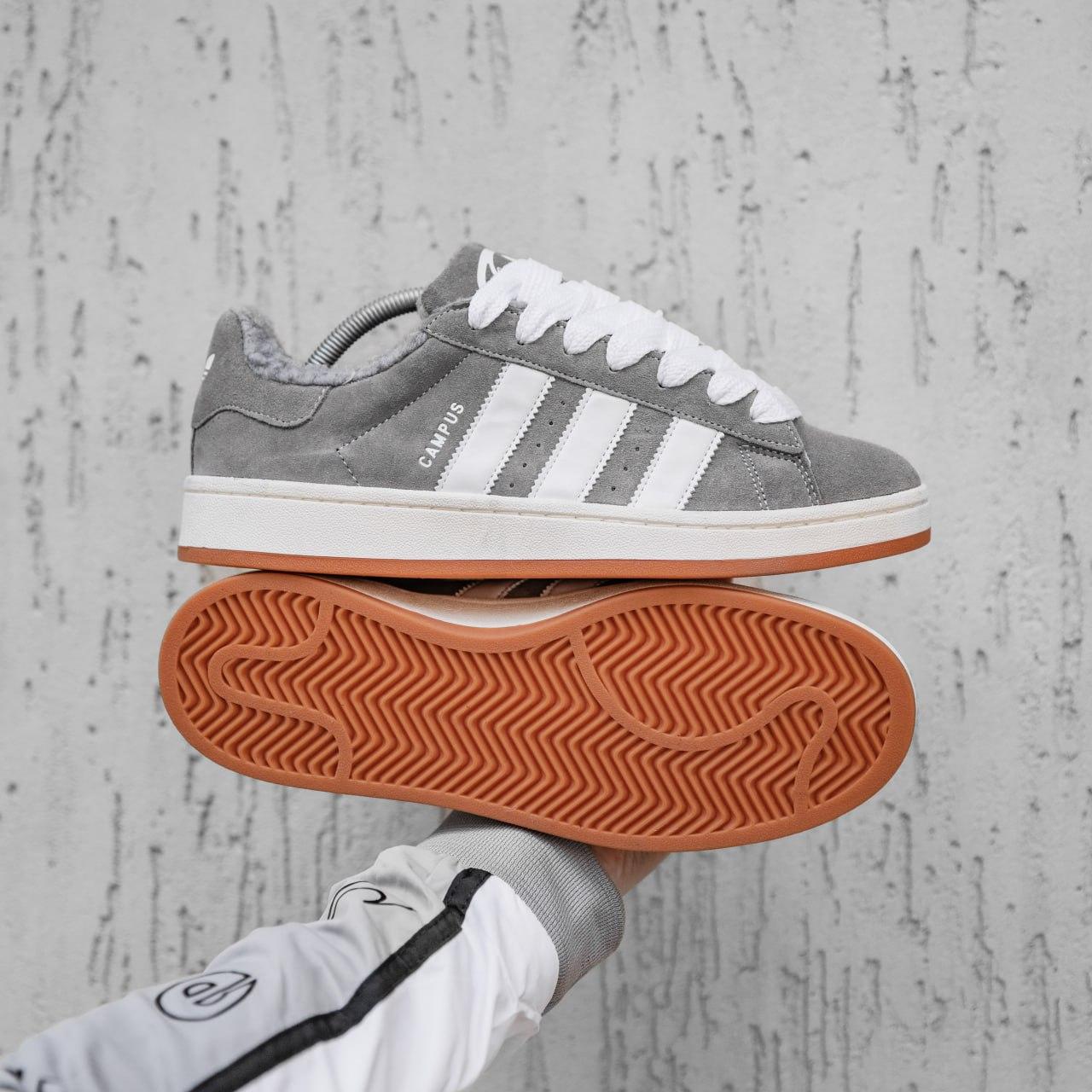 Чоловічі зимові кросівки Adidas Campus (сірі) спортивні повсякденні кроси 2522 Адідас топ, фото 1