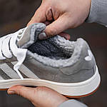 Чоловічі зимові кросівки Adidas Campus (сірі) спортивні повсякденні кроси 2522 Адідас топ, фото 7