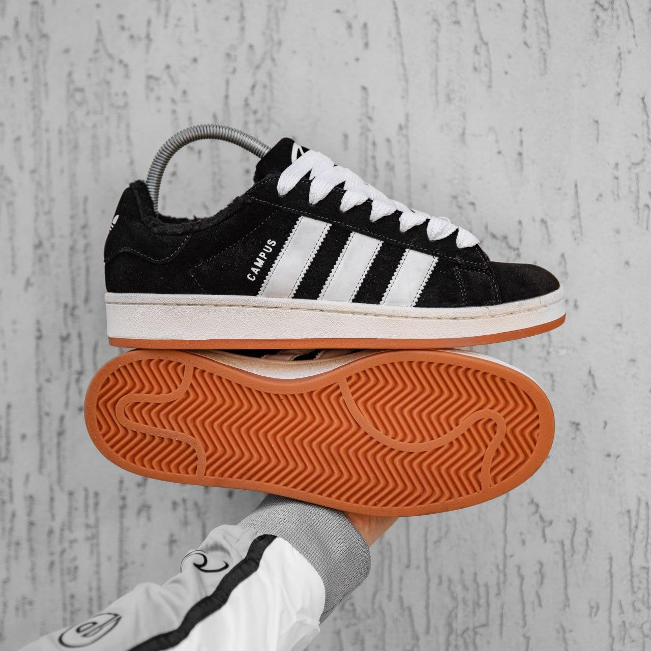 Чоловічі зимові кросівки Adidas Campus (чорні) спортивні повсякденні кроси 2523 Адідас топ, фото 1