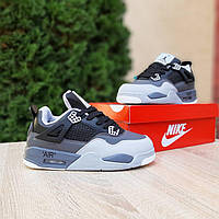 Женские зимние кроссовки Nike Air Jordan 4 Retro PSG Paris Saint Germain (серые с чёрным) О4023 cross