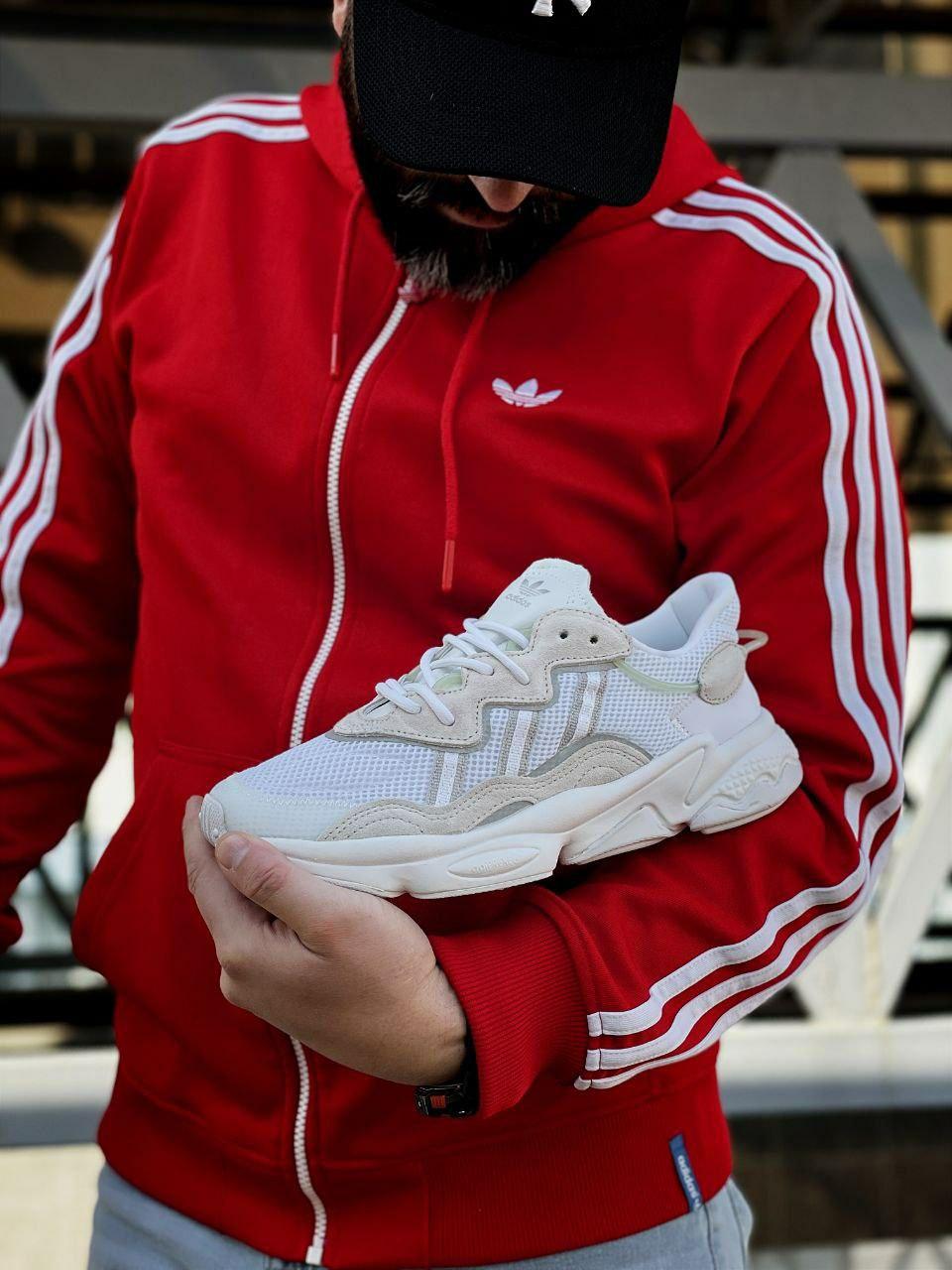 Чоловічі кросівки Adidas Ozweego (білі з бежевим) якісні надійні кроси демісезон Ж3022 топ