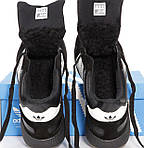 Чоловічі зимові кросівки Adidas INIKI mid Winter (чорні з білим) низькі теплі кроси з хутром К14472 топ, фото 4