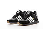 Чоловічі зимові кросівки Adidas INIKI mid Winter (чорні з білим) низькі теплі кроси з хутром К14472 топ, фото 5