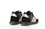 Чоловічі зимові кросівки Adidas INIKI mid Winter (чорні з білим) низькі теплі кроси з хутром К14472 топ, фото 6