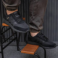 Мужские кроссовки Adidas Iniki термо (чёрные монохром) водоотталкивающие осень-зима кроссы 2469 house