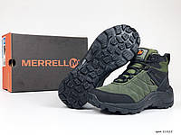 Мужские зимние кроссовки Merrell (тёмно-зелёные с чёрным) высокие стильные термо кроссы В11825 42 house