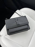 Женская подарочная сумка клатч Yves Saint Laurent YSL Sunset Total Black (черная) BONO58957 красивая стильная