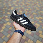 Чоловічі кросівки Adidas Samba (чорні з білим) демісезонні низькі стильні кеди О11018 топ, фото 9
