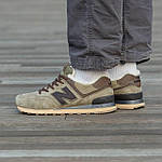 Чоловічі зимові кросівки New Balance 574 Winter Haki (хакі з коричневим) теплі модні кроси на хутрі I1544 топ, фото 2