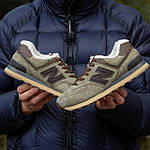 Чоловічі зимові кросівки New Balance 574 Winter Haki (хакі з коричневим) теплі модні кроси на хутрі I1544 топ, фото 6