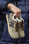 Чоловічі зимові кросівки New Balance 574 Winter Haki (хакі з коричневим) теплі модні кроси на хутрі I1544 топ, фото 10