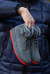 Чоловічі зимові кросівки Nike Air Force Winter Grey/Red (сірі з червоним) високі кеди з хутром I1546 топ, фото 6