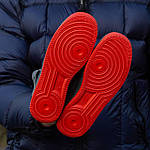 Чоловічі зимові кросівки Nike Air Force Winter Grey/Red (сірі з червоним) високі кеди з хутром I1546 топ, фото 8