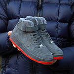 Чоловічі зимові кросівки Nike Air Force Winter Grey/Red (сірі з червоним) високі кеди з хутром I1546 топ, фото 9